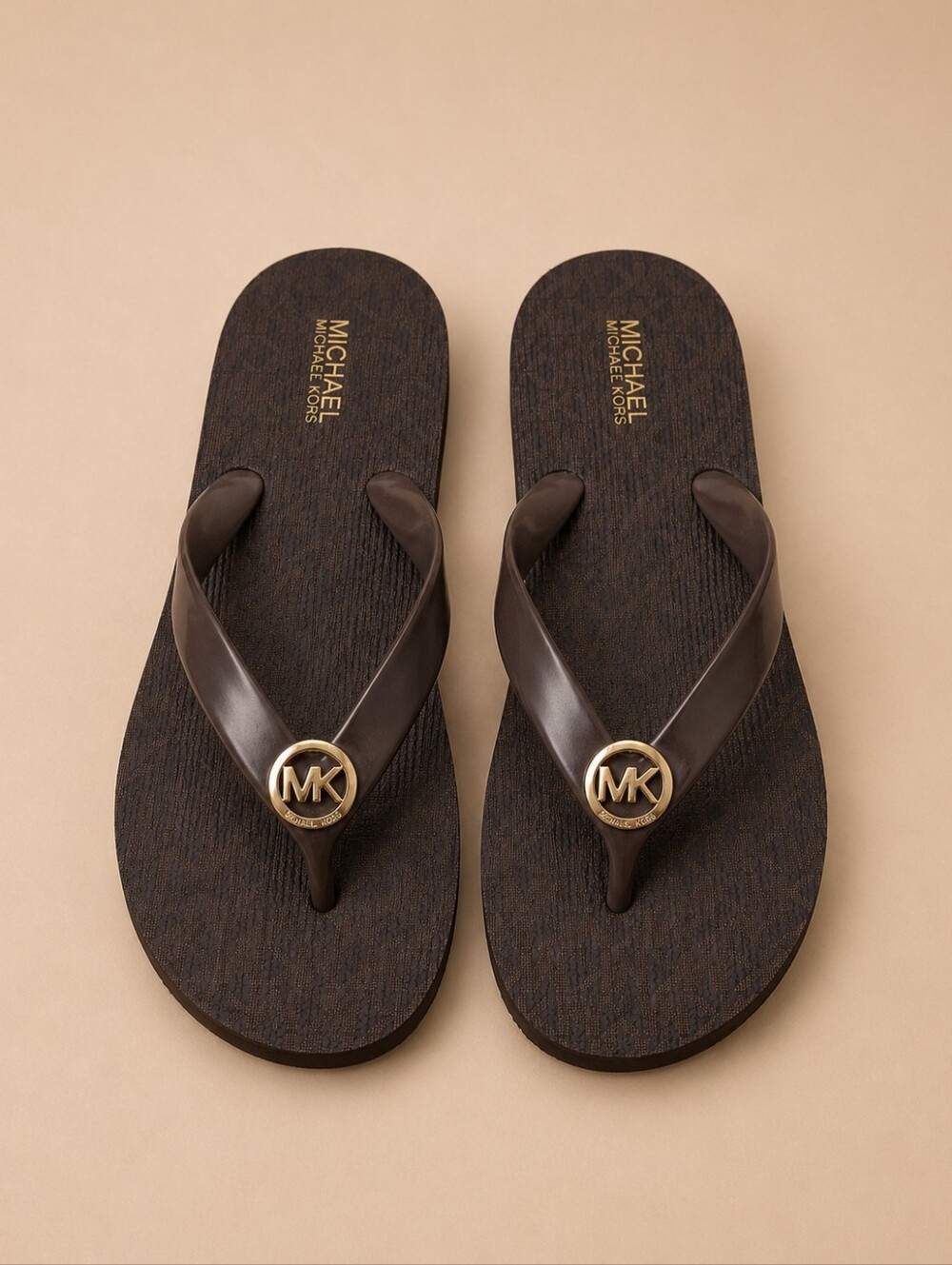 🆕️Michael Kors Brown MK Logo Flip Flops Size 8 NWT